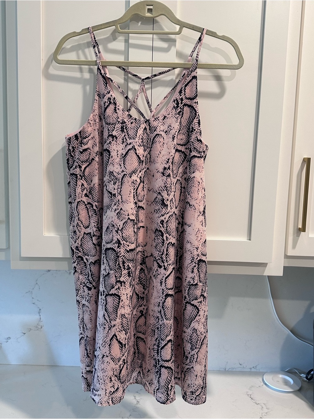 Boutique dress, snake print, strappy back